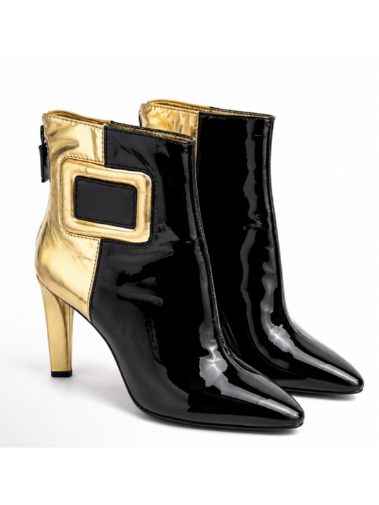 Roger Vivier Shoes - Roger Vivier Heeled Boots Size 38/8 Black and Gold True Luxury